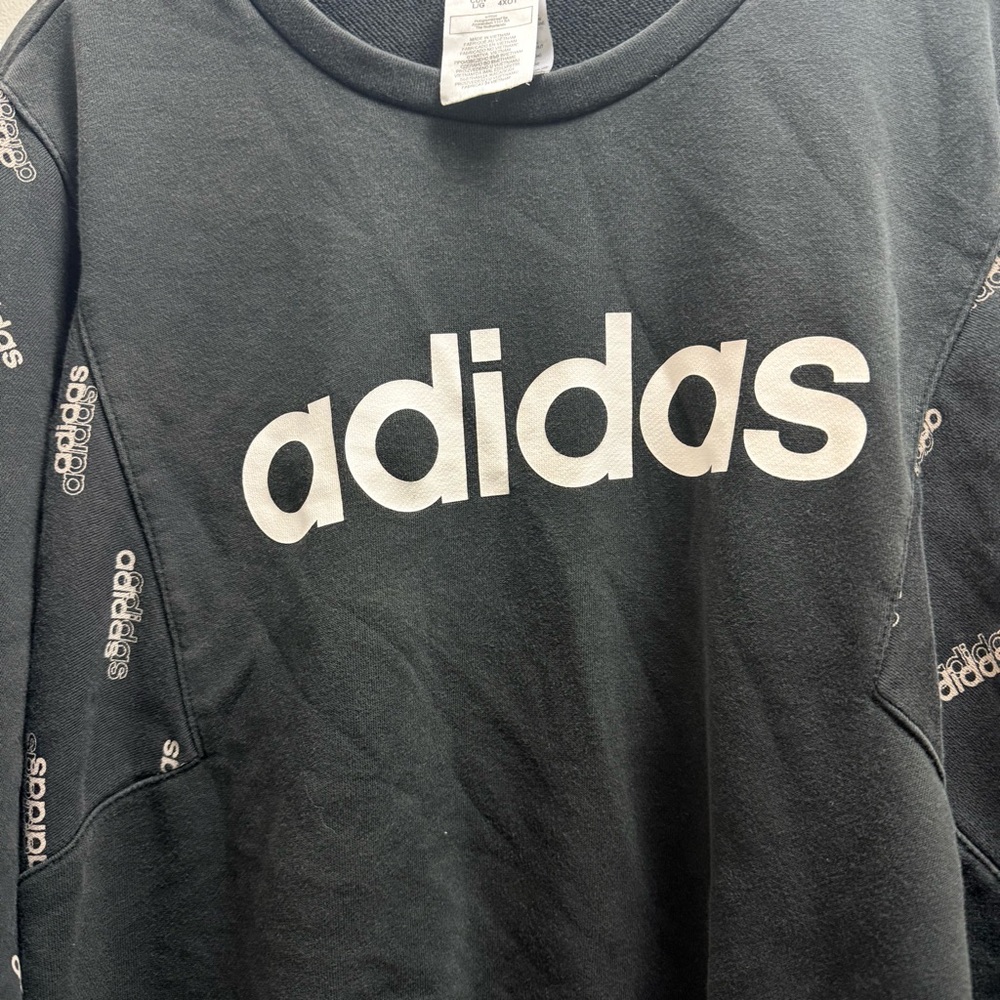 Adidas Charcoal Sweatshirt with Logo Sleeves - Picture 2 of 5